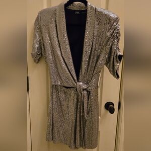 ZARA SILVER SEQUIN SHORT ROMPER